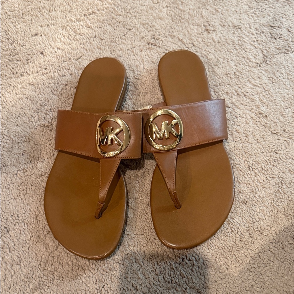 Michael Kors Tan Sandals with Gold Accents